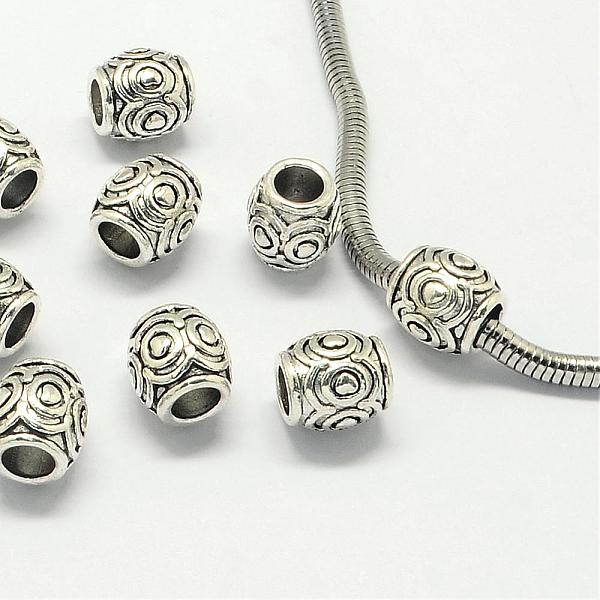 

PandaHall Alloy European Beads, Large Hole Beads, Barrel, Antique Silver, 10x9mm, Hole: 4.5mm Alloy Barrel