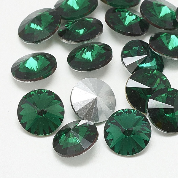 

PandaHall Pointed Back Glass Rhinestone Cabochons, Rivoli Rhinestone, Back Plated, Faceted, Cone, Med.Emerald, 12x6mm Glass Rhinestone Cone..., Green
