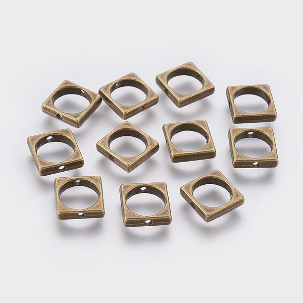 

PandaHall Tibetan Style Alloy Bead Frames, Lead Free and Cadmium Free, Square, Antique Bronze, 11x11x3mm, Hole: 8mm Alloy Square