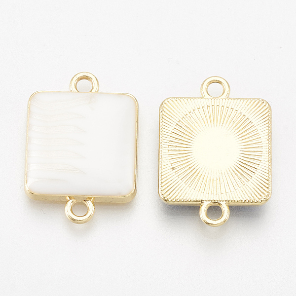 

PandaHall Alloy Enamel Links connectors, Square, Light Gold, White, 20x14x3mm, Hole: 1.5mm Alloy+Enamel Square White