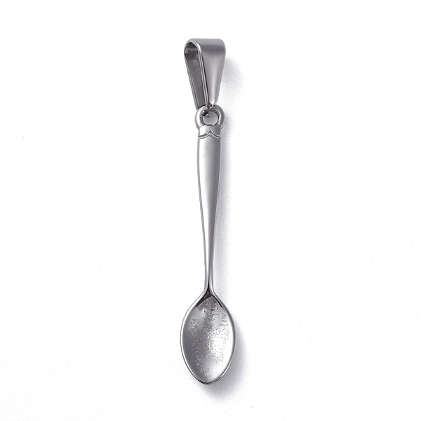 

PandaHall 304 Stainless Steel Pendants, Spoon Shape, Stainless Steel Color, 34x6.5x2mm, Hole: 8x3mm 304 Stainless Steel Tableware