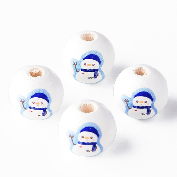 

PandaHall Painted Natural Wood Round Beads, Christmas Style, Snowman, Blue, 16x15mm, Hole: 4mm Schima Wood Round Blue