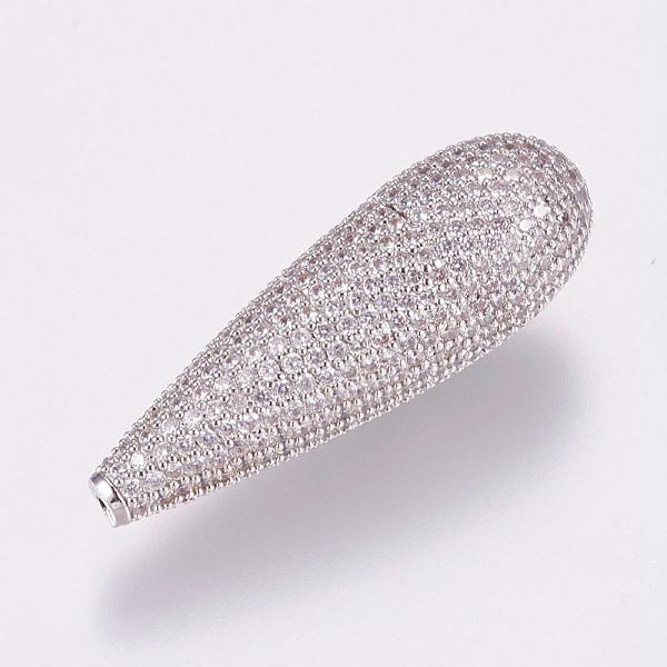 

PandaHall Brass Micro Pave Cubic Zirconia Beads, teardrop, Platinum, 37x12mm, Hole: 0.5mm Brass+Cubic Zirconia Teardrop