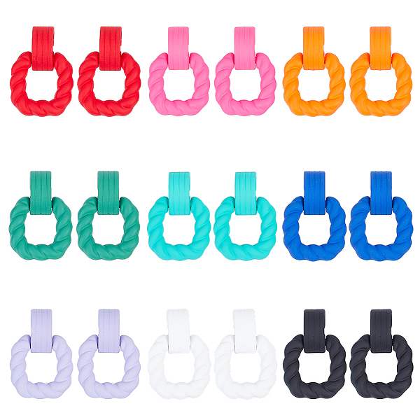 

PandaHall ANATTASOUL 9 Pairs 9 Colors Acrylic Twist Rectangle Dangle Stud Earrings with Sterling Silver Pins for Women, Mixed Color, 42x29mm..., Multicolor
