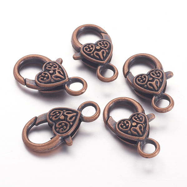 

PandaHall Tibetan Style Heart Lobster Claw Clasps, Cadmium Free & Lead Free, 25.5x14x6mm, hole: 4mm Alloy Heart
