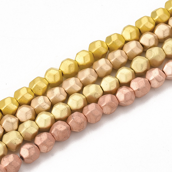 

PandaHall Electroplate Non-magnetic Synthetic Hematite Beads Strands, Matte Style, Faceted, Round, Mixed Color, 4x4.5x4mm, Hole: 1mm, about...