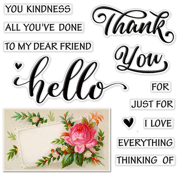 

PandaHall CRASPIRE Hello Thank You Silicone Clear Stamps for Card Making Friends Greeting Words DIY Scrapbooking Journaling Photo Album...