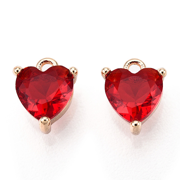 

PandaHall Valentine's Day Brass Charms, with Cubic Zirconia, Nickel Free, Heart, Real 18K Gold Plated, Crimson, 7x5x3mm, Hole: 0.9mm..., Pink