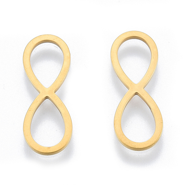 

PandaHall 201 Stainless Steel Connector Charms, Infinity, Real 18K Gold Plated, 21.5x7.5x1mm, Inner Diameter: 5.5x8.5mm 201 Stainless Steel...