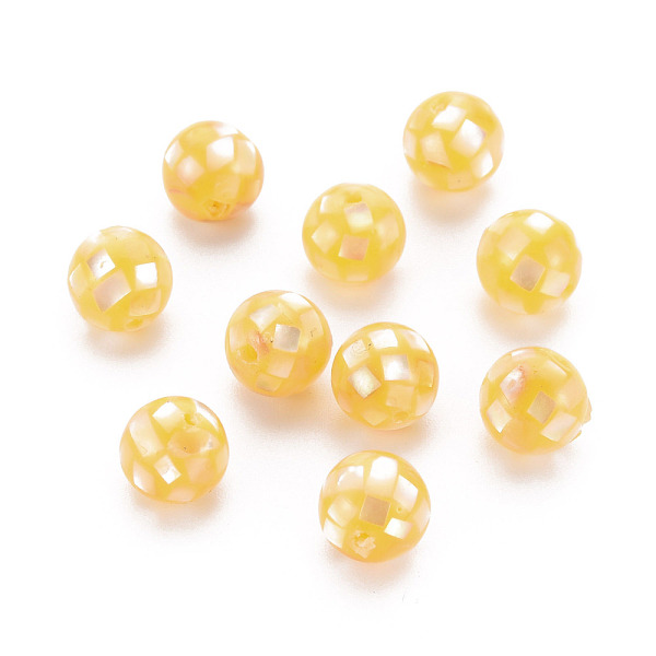 

PandaHall Resin Beads, with Natural Yellow Shell, Round, Yellow, 8.5mm, Hole: 1mm Shell+Resin Round Yellow