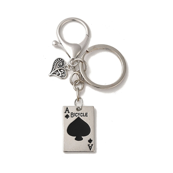

PandaHall Alloy Playing Card Keychains, Poker, Black, 9.8cm Alloy Others Black