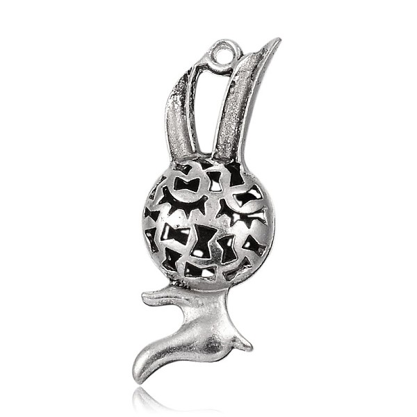 

PandaHall Hollow Rabbit Tibetan Style Alloy Pendants, Bunny Charms, Antique Silver, 43x16x8mm, Hole: 2mm Alloy Rabbit