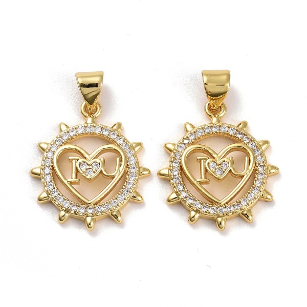 

PandaHall Brass Micro Pave Cubic Zirconia Pendants, Real 18K Gold Plated, Lead Free & Cadmium Free, Sun with Heart, Clear, 20x17.5x3mm, Hole...