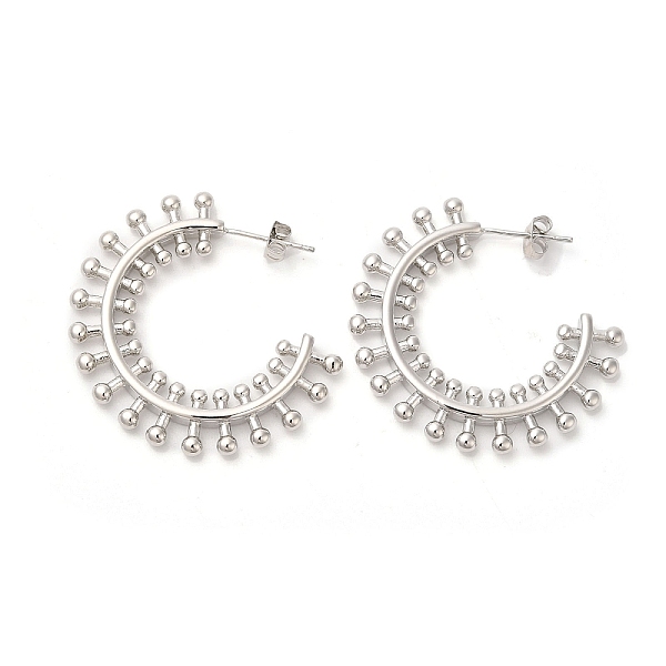 

PandaHall Brass Sun Stud Earrings, Half Hoop Earrings for Women, Platinum, 34x3mm Brass Sun