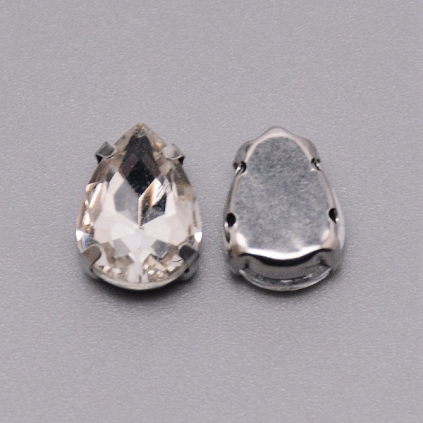 

PandaHall Sew on Rhinestone, Glass Rhinestone, with Platinum Stainless Steel Prong Settings, Garments Accessories, Teardrop, Crystal..., Clear