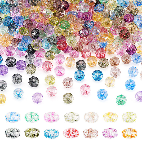 350 perle de verre transparente craquelée bicolore ({1} pièce)