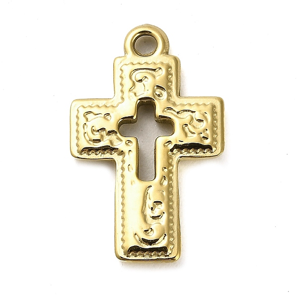 

PandaHall 304 Stainless Steel Pendants, Cross Charm, Real 14K Gold Plated, 24.5x15x2mm, Hole: 1.8mm 304 Stainless Steel Cross