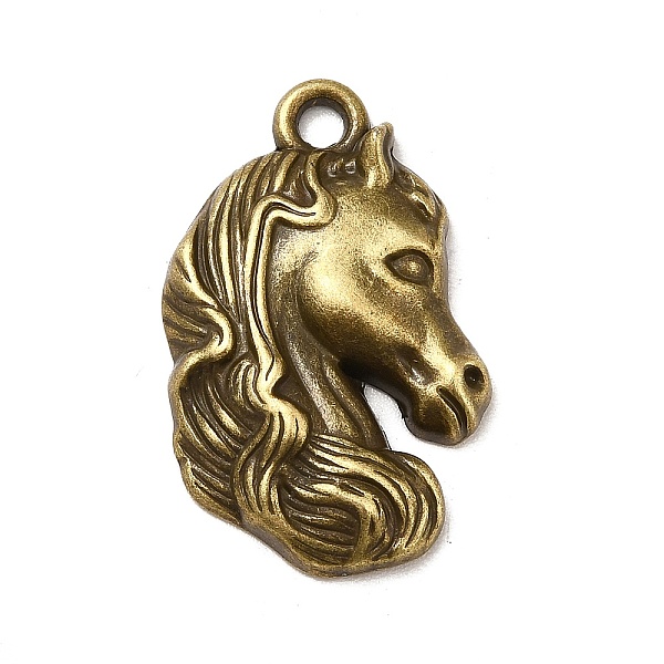 

PandaHall Tibetan Style Alloy Pendants, Horse Head Charms, Antique Bronze, 28.5x18x4.5mm, Hole: 2.5mm, about 270pcs/1000g Alloy Horse