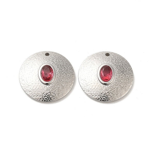 

PandaHall 304 Stainless Steel Pendants, with Rhinestone, Flat Round Charms, Stainless Steel Color, Light Rose, 20x3.8mm, Hole: 1.4mm..., Pink