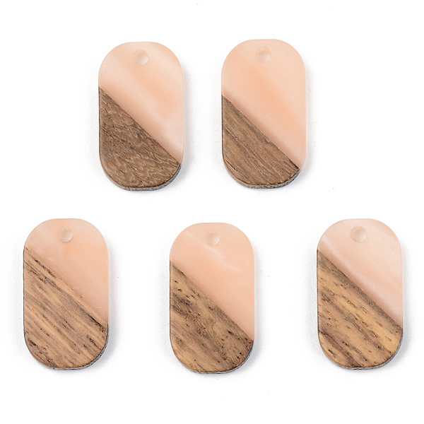 

PandaHall Opaque Resin & Walnut Wood Pendants, Oval, Light Salmon, 20.5x11.5x3mm, Hole: 2mm Resin+Wood Oval Red