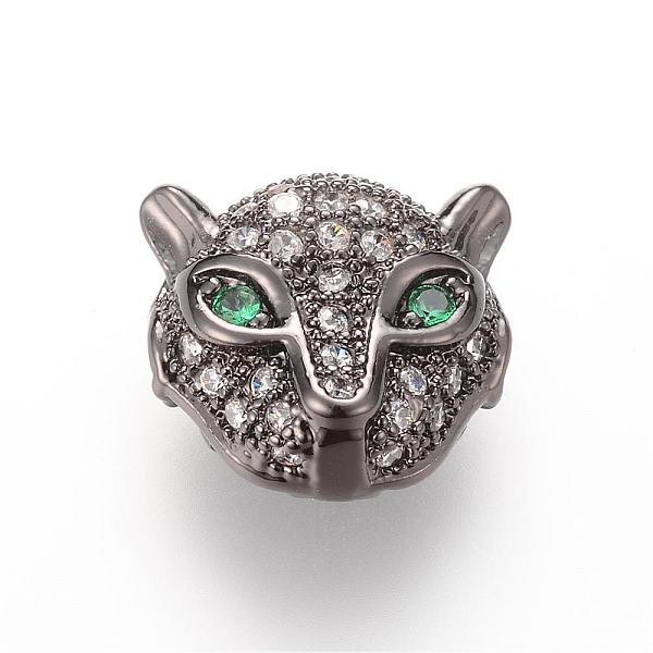 

PandaHall Brass Micro Pave Cubic Zirconia Beads, Leopard, Gunmetal, 11x11x6mm, Hole: 1.5mm Brass+Cubic Zirconia Leopard