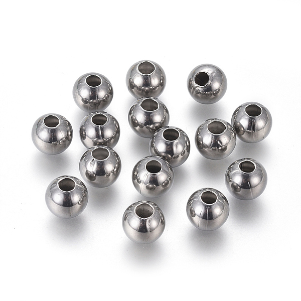 

PandaHall 304 Stainless Steel Beads, Round, Stainless Steel Color, 8mm, Hole: 3mm 304 Stainless Steel Round