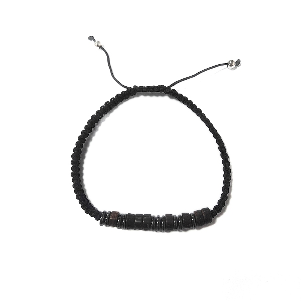 

PandaHall Coconut & Non-magnetic Synthetic Hematite Braided Bead Bracelet, Stone Bracelet for Men Women, Black, Inner Diameter: 2-1/8 inch...