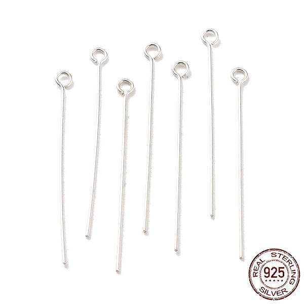 

PandaHall 925 Sterling Silver Eye Pins, Silver, 24 Gauge, 30x2.5x0.5mm, Hole: 1.4mm Sterling Silver