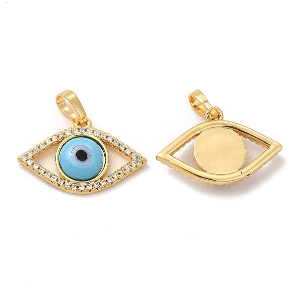 

PandaHall Rack Plating Brass Micro Pave Clear Cubic Zirconia Pendants, with Handmade Evil Eye Lampwork, Cadmium Free & Lead Free...