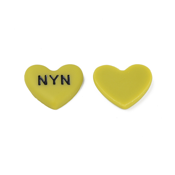 

PandaHall Acrylic Enamel Cabochons, Heart with Word NYN, Dark Khaki, 20x23x5mm Acrylic Heart