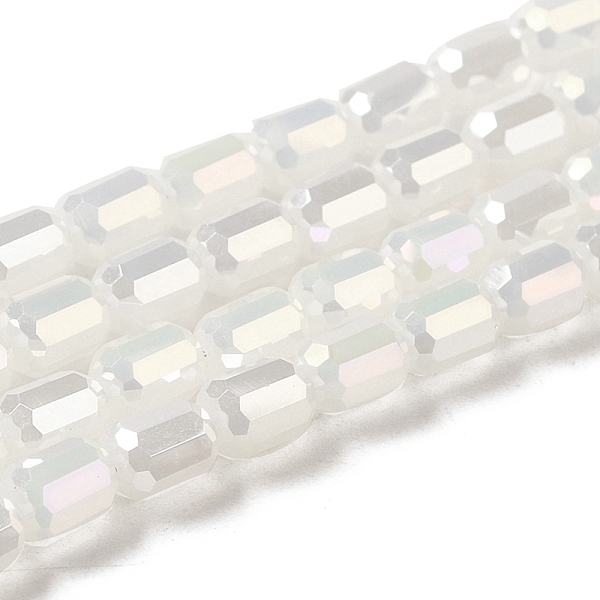 

PandaHall Electroplate Glass Beads Strands, Faceted, AB Color, Column, White, 4x5~6mm, Hole: 1mm, about 80pcs/strand, 18.11''(46cm) Glass...