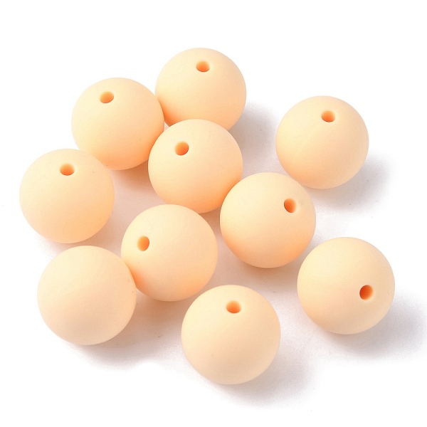 

PandaHall Food Grade Eco-Friendly Silicone Beads, Chewing Beads For Teethers, DIY Nursing Necklaces Making, Round, Bisque, 15mm, Hole: 2.5mm..., Orange