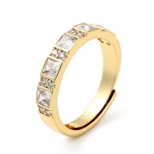 

PandaHall Clear Cubic Zirconia Rectangle Adjustable Ring, Brass Jewelry for Women, Real 18K Gold Plated, US Size 6 1/4(16.7mm) Brass+Cubic...