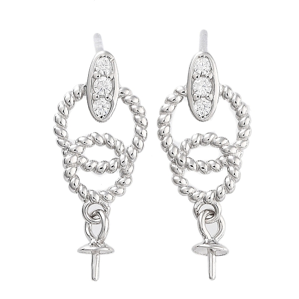 

PandaHall Rhodium Plated 925 Sterling Silver Micro Pave Cubic Zirconia Stud Earring Findings, with Pinch Bails and S925 Stamp, for Half...