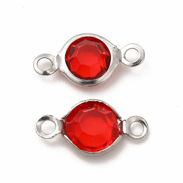 

PandaHall 304 Stainless Steel with Glass Connector Charms, Flat Round Links, Stainless Steel Color, Red, 12.5x7x2mm, Hole: 1.5mm 304...