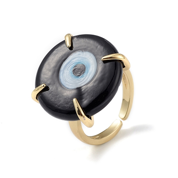 

PandaHall Lampwork Evil Eye Open Cuff Ring, Golden Brass Lucky Jewelry for Women, Lead Free & Cadmium Free, Black, Inner Diameter: 16mm...