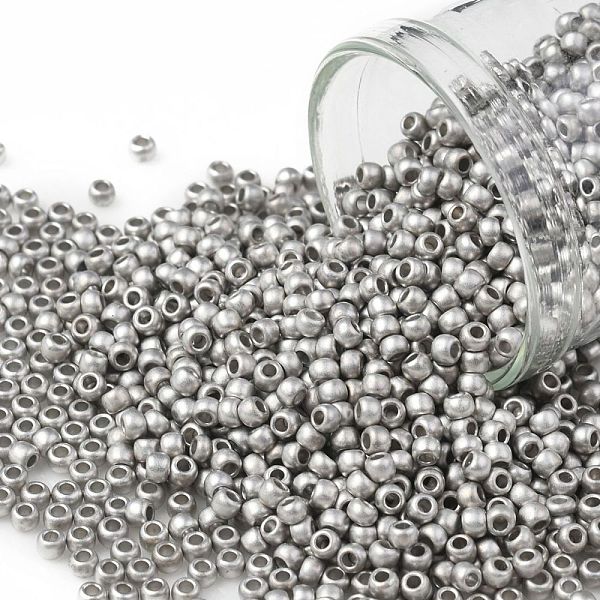 

PandaHall TOHO Round Seed Beads, Japanese Seed Beads, (714F) Metallic Matte Silver, 11/0, 2.2mm, Hole: 0.8mm, about 50000pcs/pound Glass...