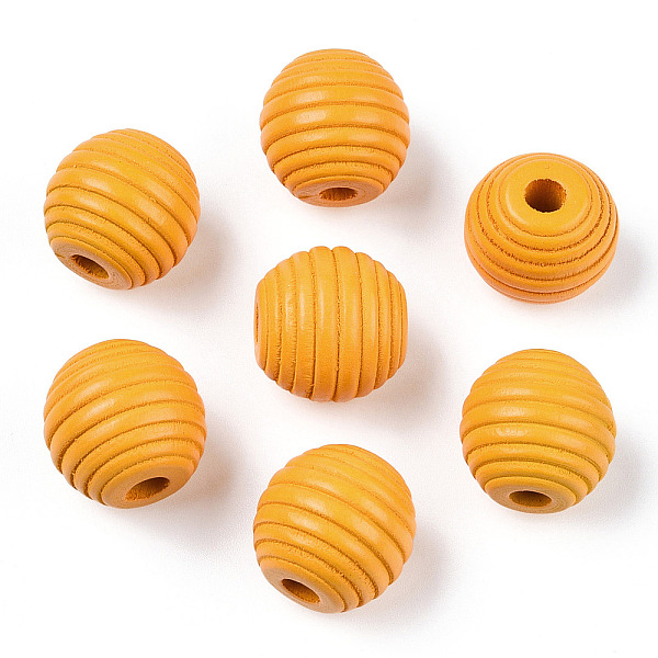 

PandaHall Painted Natural Wood Beehive Beads, Round, Gold, 18x17mm, Hole: 3.5~4mm Schima Wood Round Gold