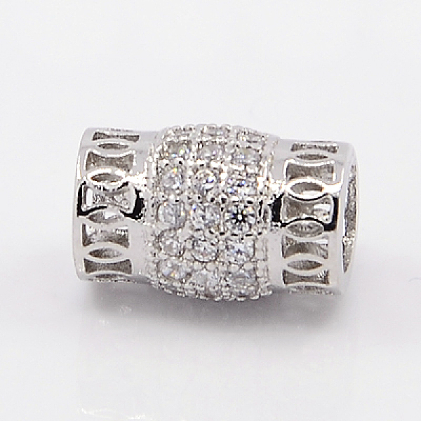 

PandaHall Brass Micro Pave Cubic Zirconia European Beads, Lead Free & Nickel Free & Cadmium Free, Column, Platinum, 12x8mm, Hole: 5mm...