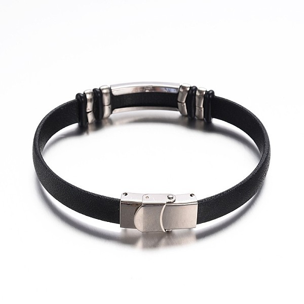 Jewelry Black Color PU Leather Cord Bracelets