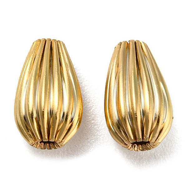

PandaHall Rack Plating Eco-friendly Brass Beads, Cadmium Free & Lead Free, Corrugated Teardrop, Real 24K Gold Plated, 8x5mm, Hole: 1.2mm...