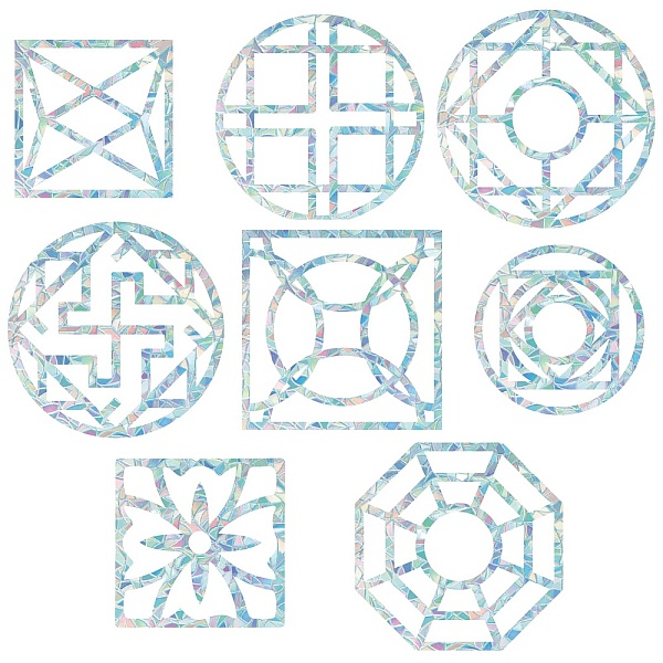 

PandaHall GORGECRAFT 16Pcs Geometry Window Clings 8 Styles Sacred Geometry Window Stickers 3D Decorative Window Film Anti-Collision Window...