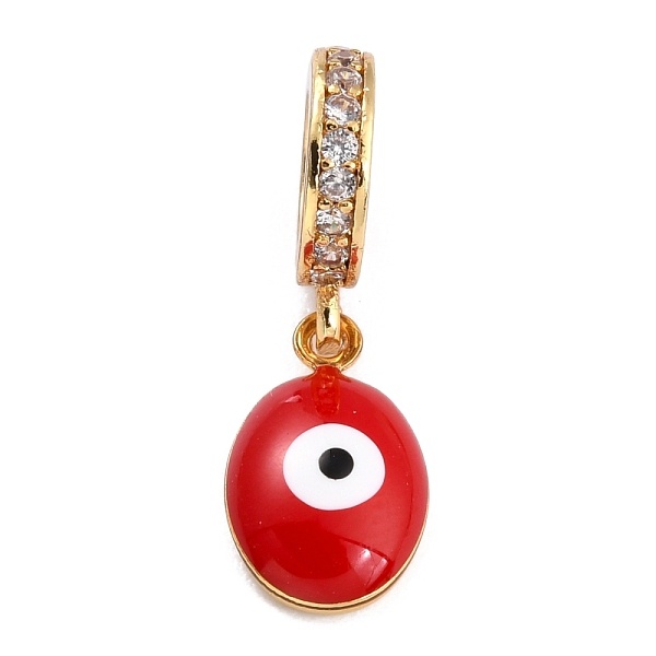 

PandaHall Brass Micro Pave Clear Cubic Zirconia European Dangle Charms, with Enamel, Long-Lasting Plated, Flat Round with Evil Eye, Golden..., Red