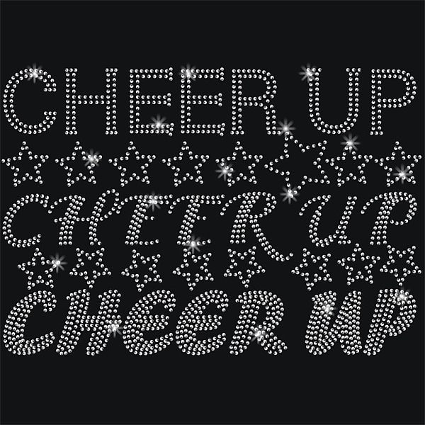 Inspiring Word Cheer Up Glass Hotfix Rhinestone
