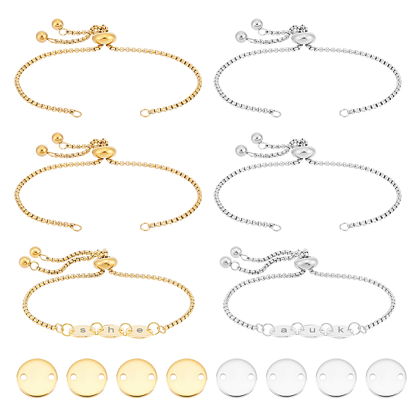 

PandaHall UNICRAFTALE 2 Colors 8 Sets Stainless Steel Stamping Flat Round Slider Bracelet Making Kit Metal Engravable Blank Tags Links...