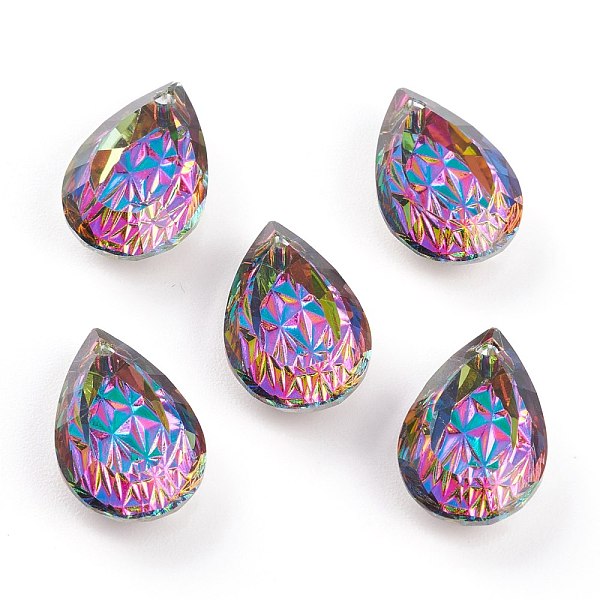 

PandaHall Embossed Glass Rhinestone Pendants, Teardrop, Faceted, Volcano, 19x12x6mm, Hole: 1.6mm Glass Teardrop Multicolor