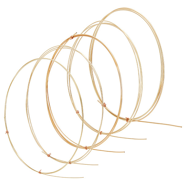 

PandaHall 5Pcs 5 Styles Copper Wire, Round, Golden, 0.4~1mm, about 3.28 Feet(1m)/pc, 1Pc/style Copper Round
