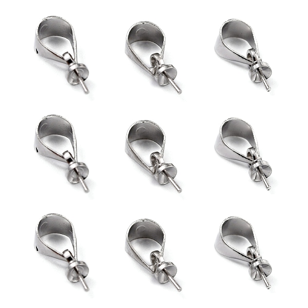 

PandaHall Brass Cup Pearl Peg Bails Pin Pendants, For Half Drilled Beads, Platinum Color-6mm, hole: about 3mm Brass