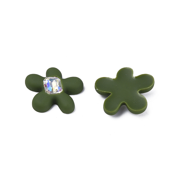 

PandaHall Acrylic Cabochons, with Crystal Rhinestone, Flower, Dark Olive Green, 27.5x26.5x7mm Acrylic Flower Clear