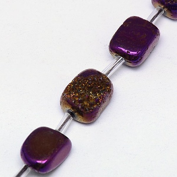 

PandaHall Electroplate Natural Druzy Quartz Crystal Cuboid Beads Strands, Dyed, Purple Plated, 10~16x4~12x4~8mm, Hole: 1mm, about...
